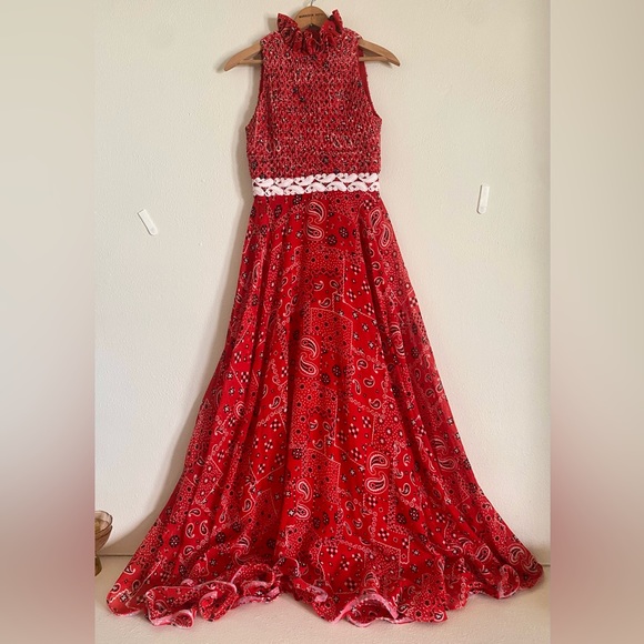 Vintage 1970’s Nancy’s Red Bandana Dress - Picture 1 of 7